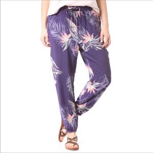 Tropical Floral Purple Roxy Pants